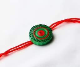 Eco-Friendly Spiral Quilling Rakhi with Red Thread ( 12 Pcs )