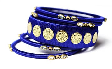 Silk Thread Antique Gold Coin Design Bangles
