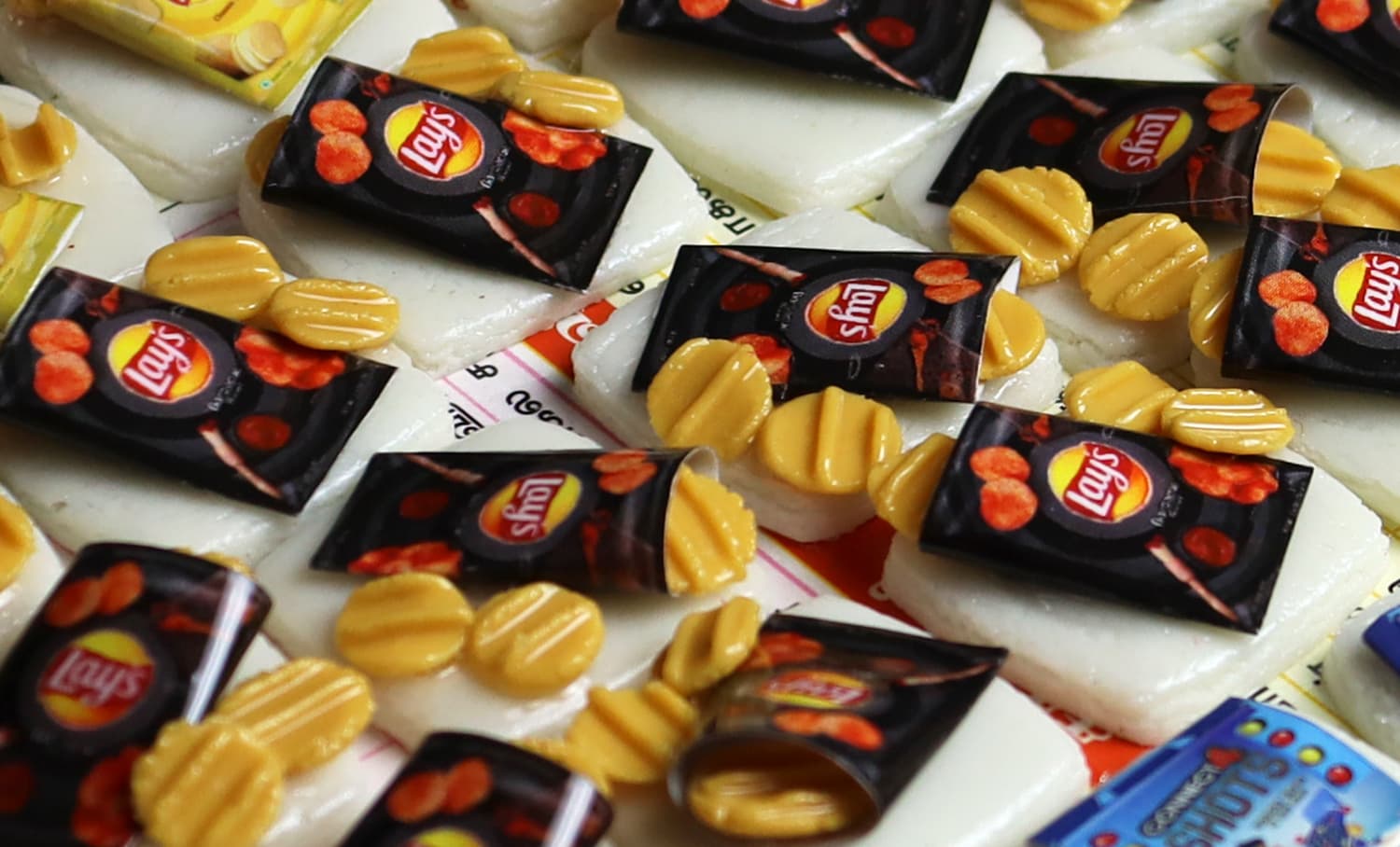 Miniature Food Rakhi - Black Colour Lays Chips ( 12 Pcs )